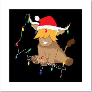 Cute Highland Cow Christmas Posters and Art